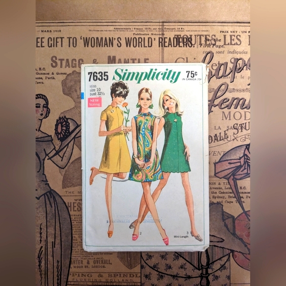 Vintage 1968 Simplicity sewing pattern miss size 10 bust 32 1/2 mini length - Picture 1 of 1